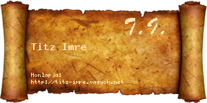 Titz Imre névjegykártya
